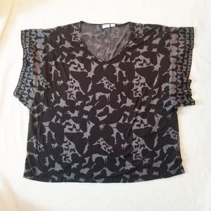 Cato Black Butterfly Tee w/ Kimono Sleeves 26/28